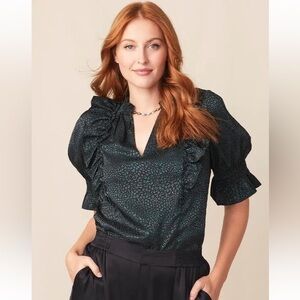🆕 Matilda Jane Good Hart GH Ruffle It Up Dot Print Puff Sleeve Blouse